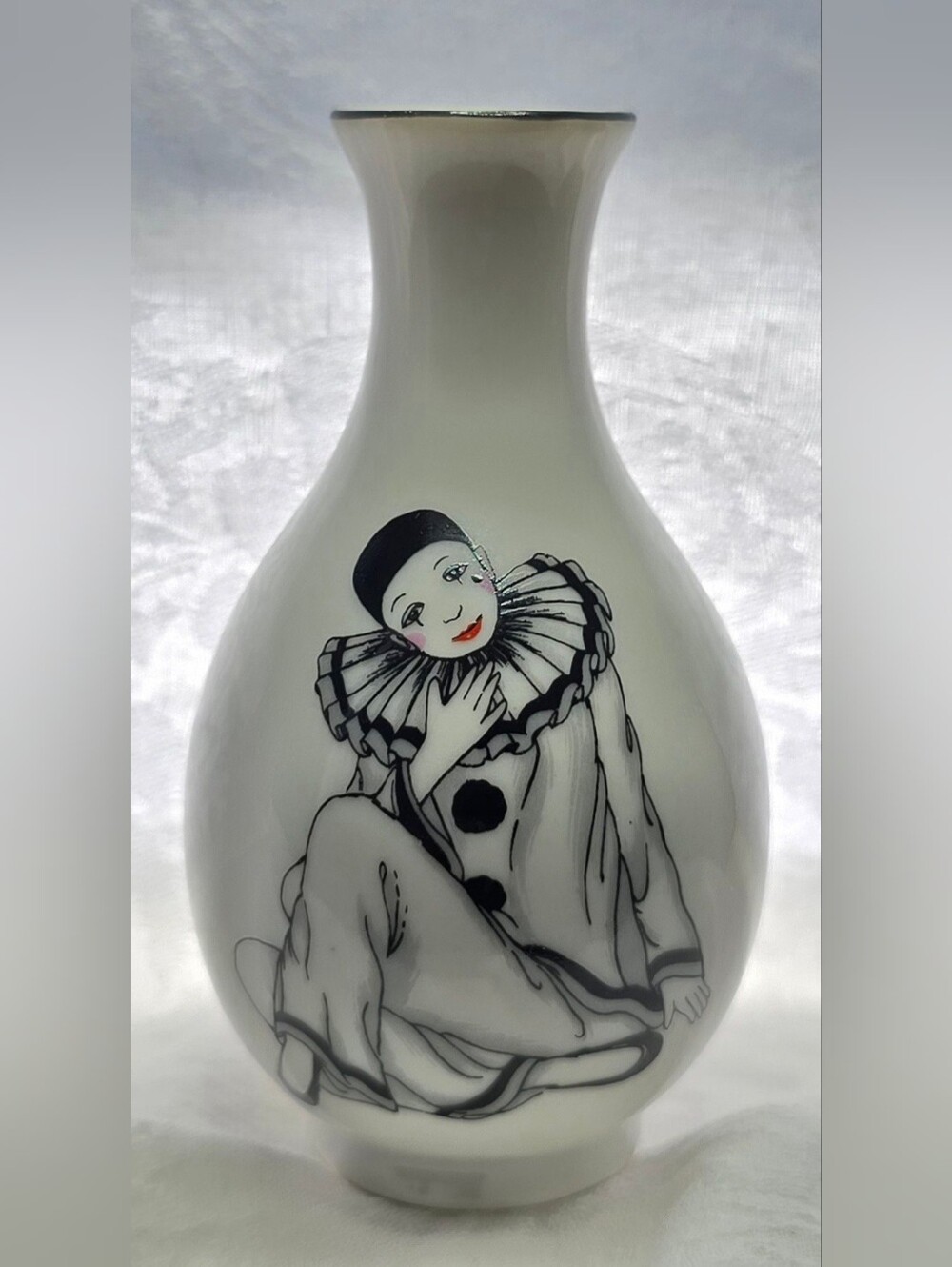 Sad Pierrot Clown Bud Vase